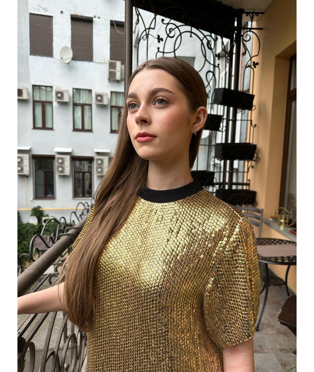 LOUIS VUITTON Золотое полиамидовое коктейльное платье, фото 6
