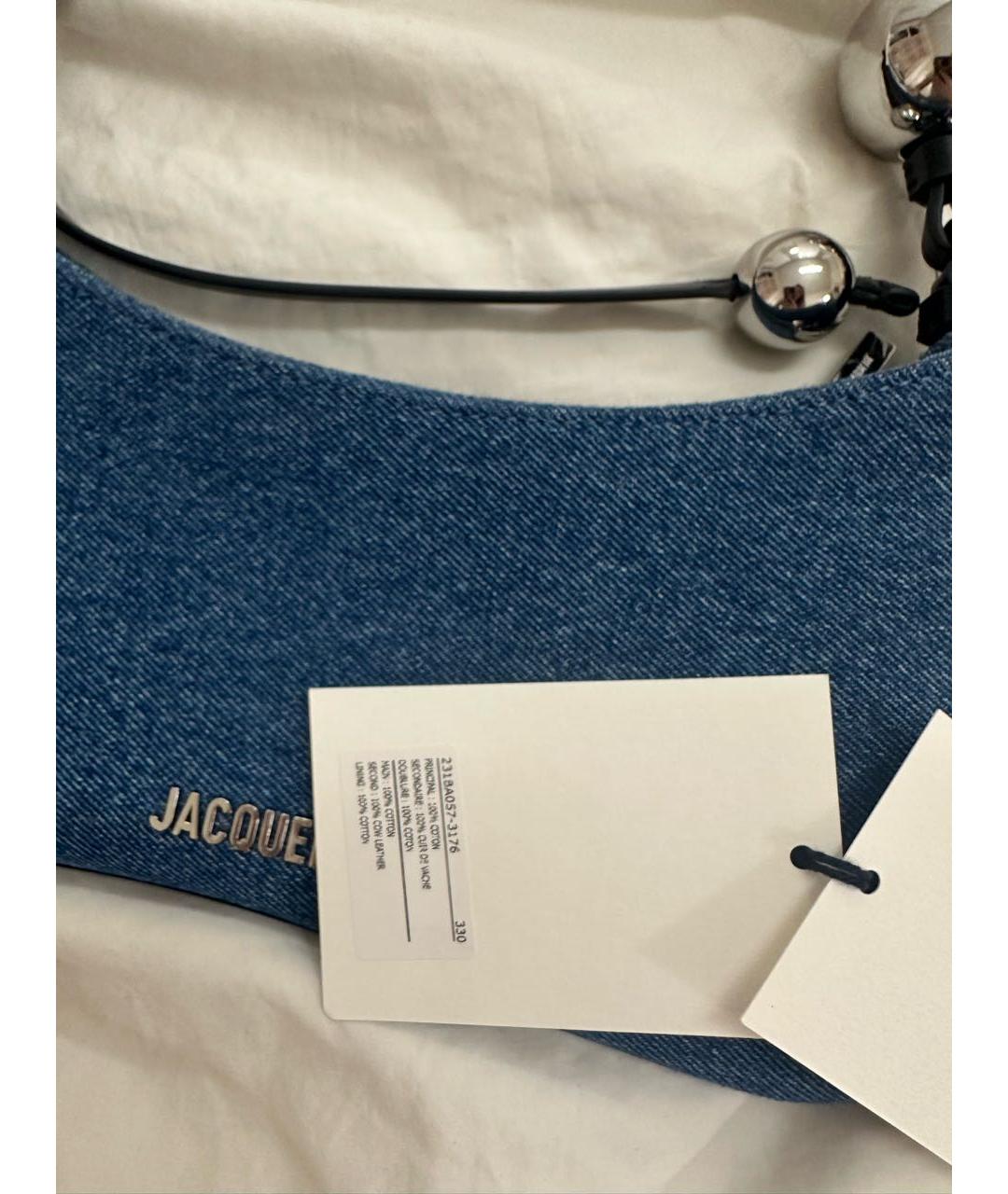 JACQUEMUS Голубая деним сумка с короткими ручками, фото 7