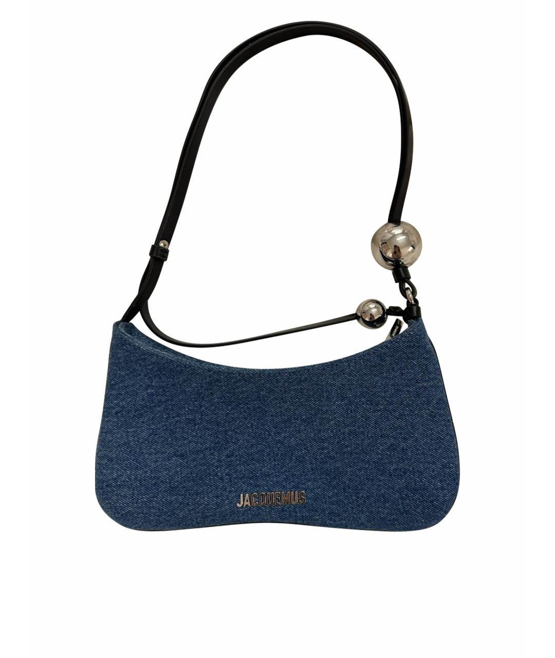 JACQUEMUS Голубая деним сумка с короткими ручками, фото 1