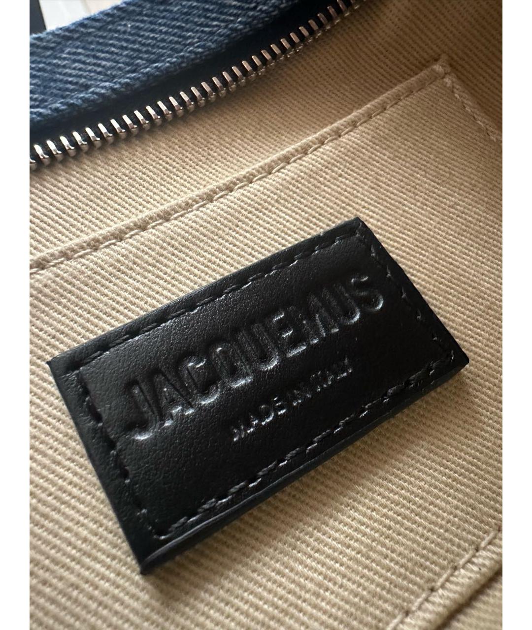 JACQUEMUS Голубая деним сумка с короткими ручками, фото 8