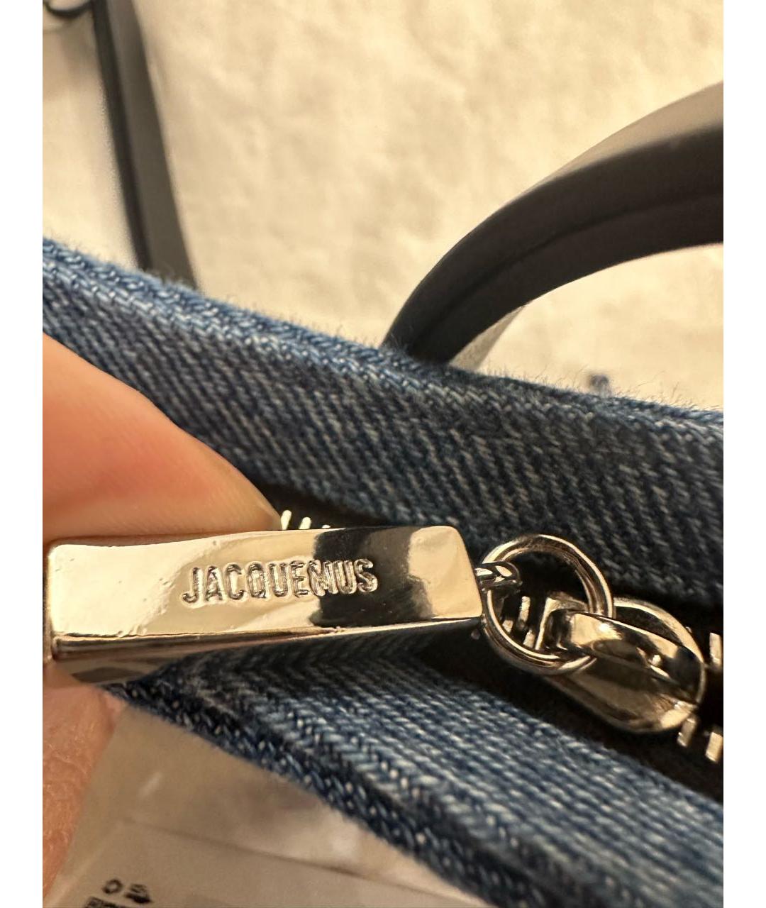 JACQUEMUS Голубая деним сумка с короткими ручками, фото 6