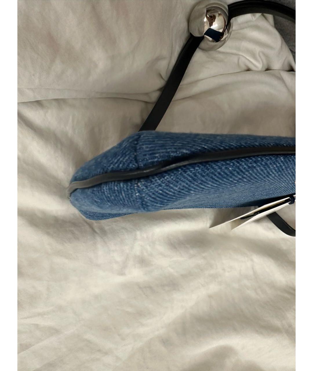 JACQUEMUS Голубая деним сумка с короткими ручками, фото 3