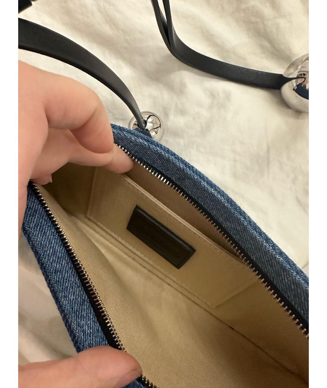 JACQUEMUS Голубая деним сумка с короткими ручками, фото 4