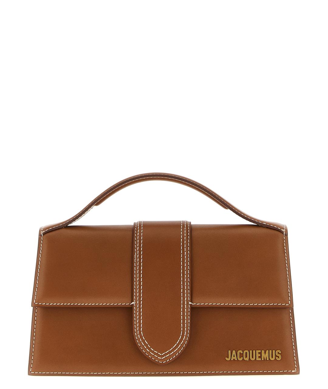 JACQUEMUS Коричневая кожаная сумка с короткими ручками, фото 1