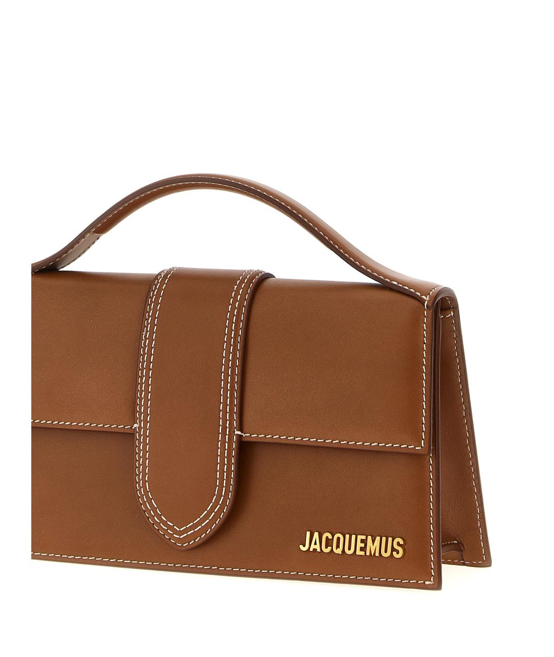 JACQUEMUS Коричневая кожаная сумка с короткими ручками, фото 3