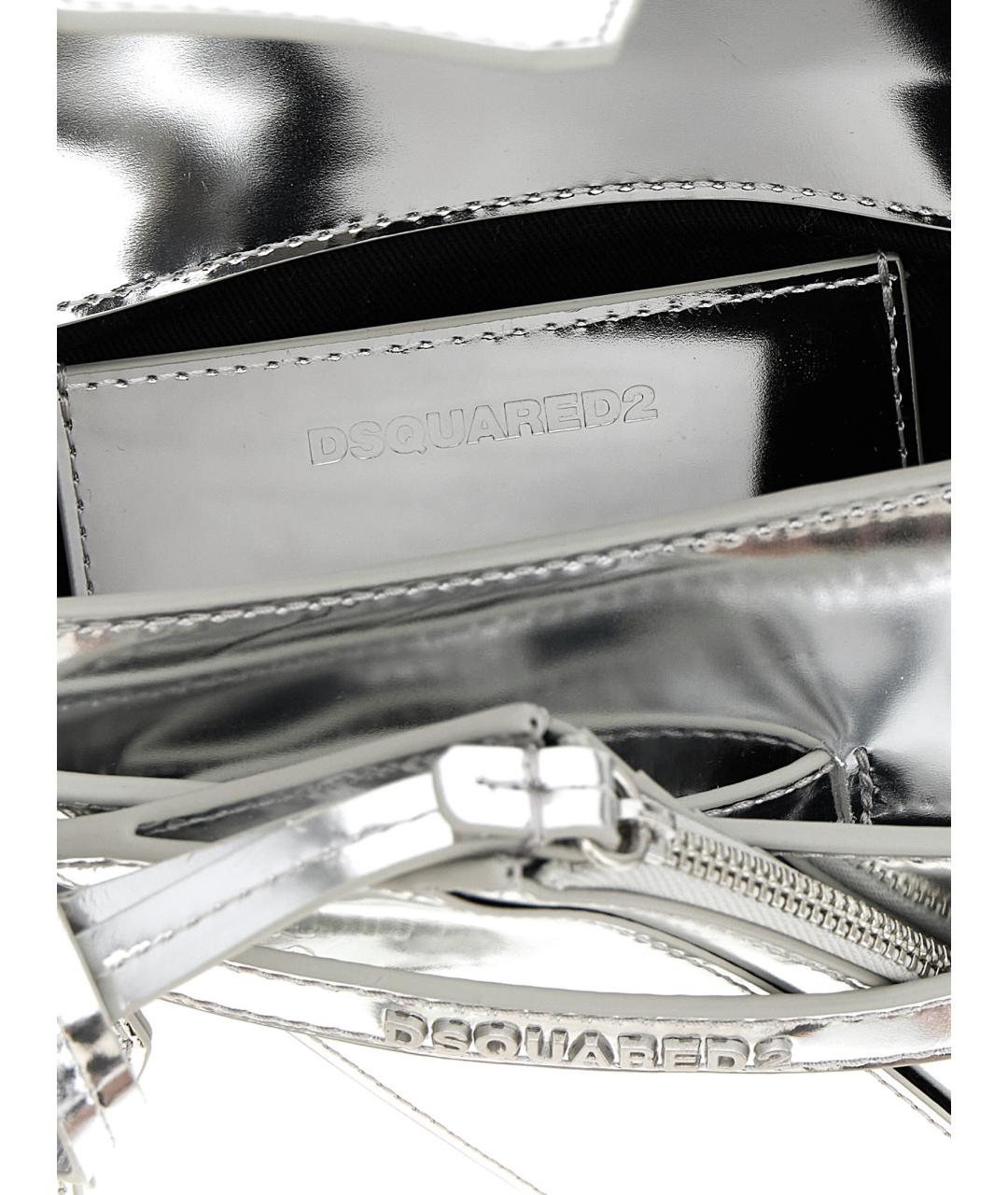 DSQUARED2 Серебряная кожаная сумка тоут, фото 4
