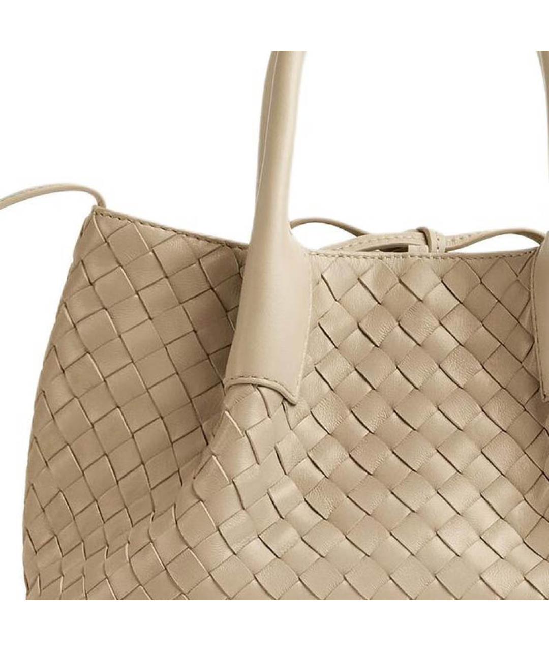 BOTTEGA VENETA Бежевая кожаная сумка через плечо, фото 4