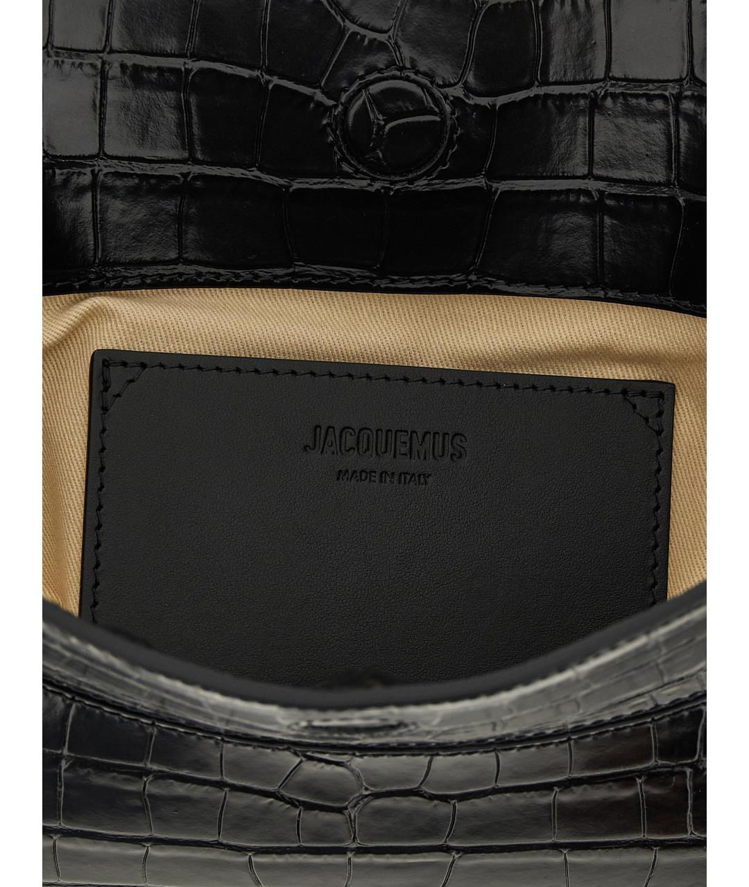JACQUEMUS Черная кожаная сумка через плечо, фото 4
