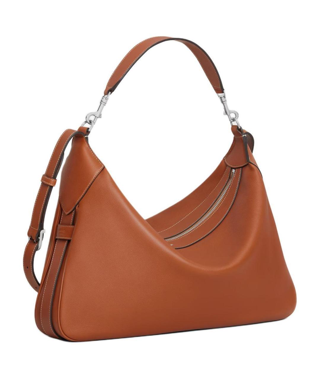 CELINE Коричневая кожаная сумка через плечо, фото 2