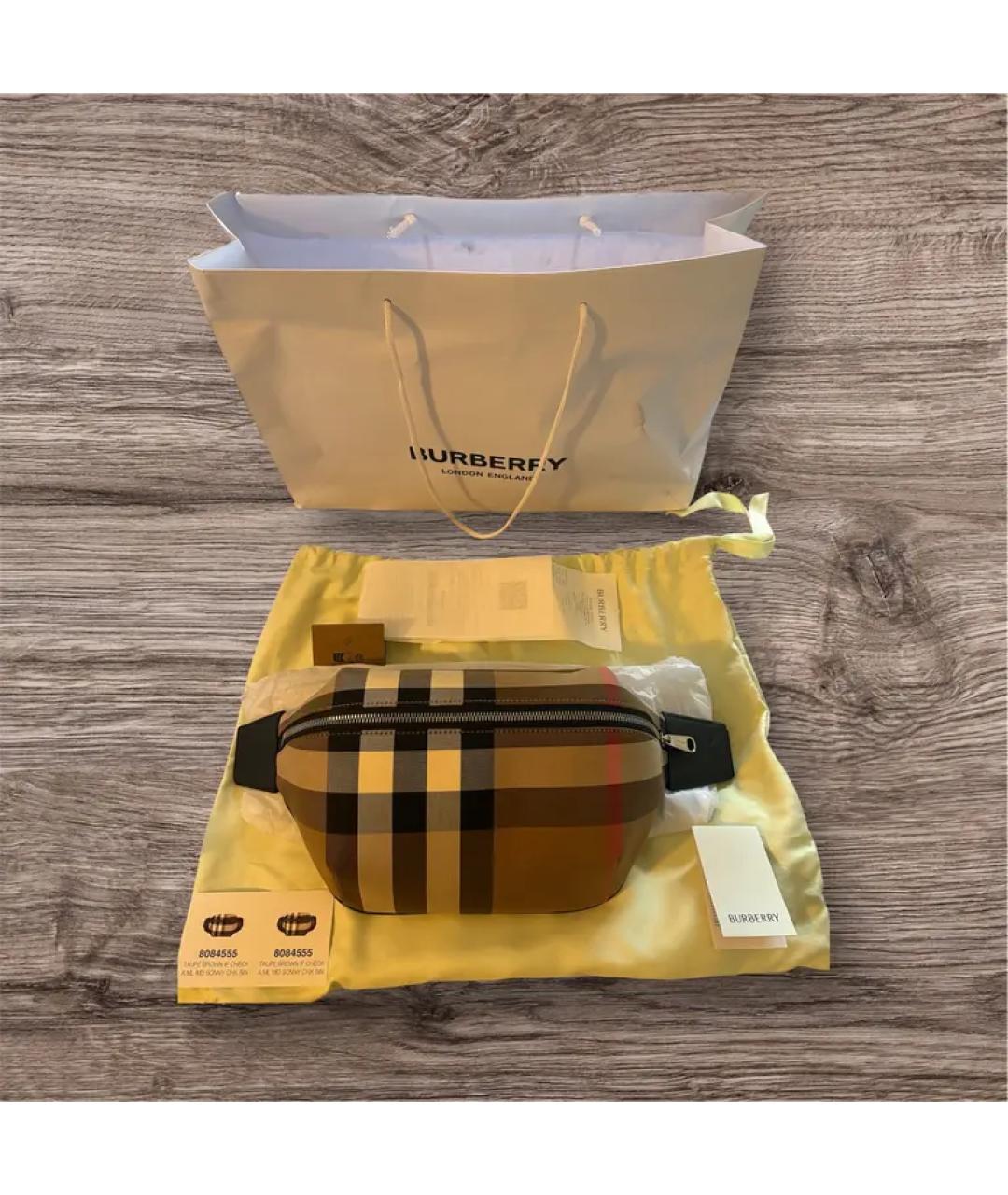 BURBERRY Коричневая тканевая барсетка, фото 5