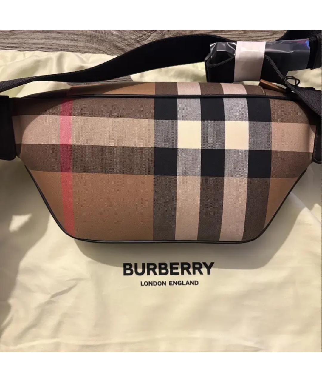 BURBERRY Коричневая тканевая барсетка, фото 6