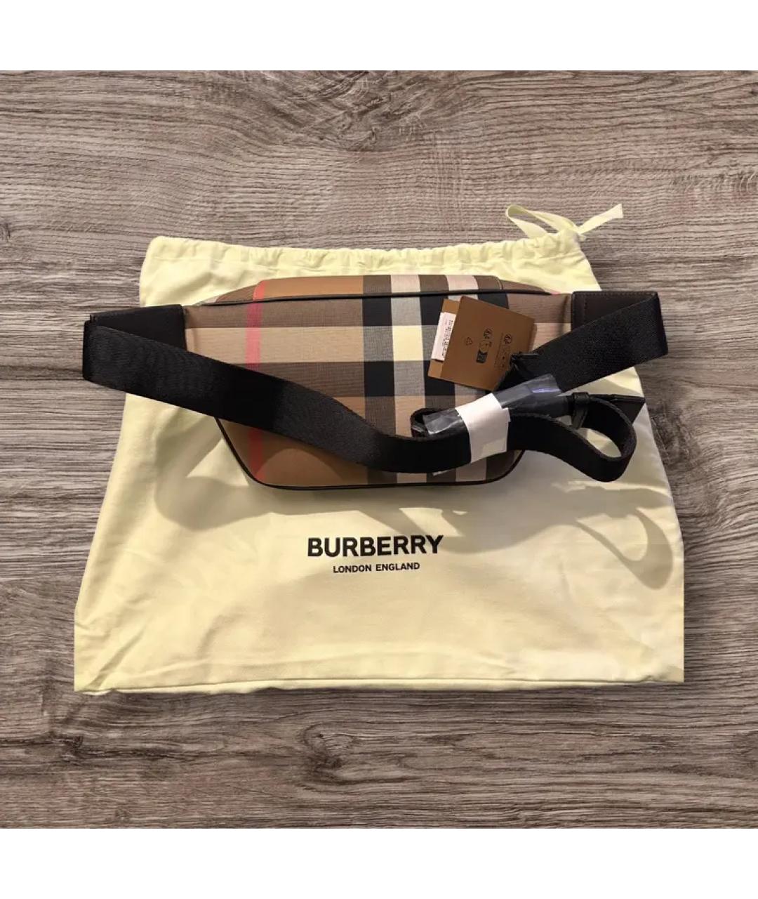 BURBERRY Коричневая тканевая барсетка, фото 2