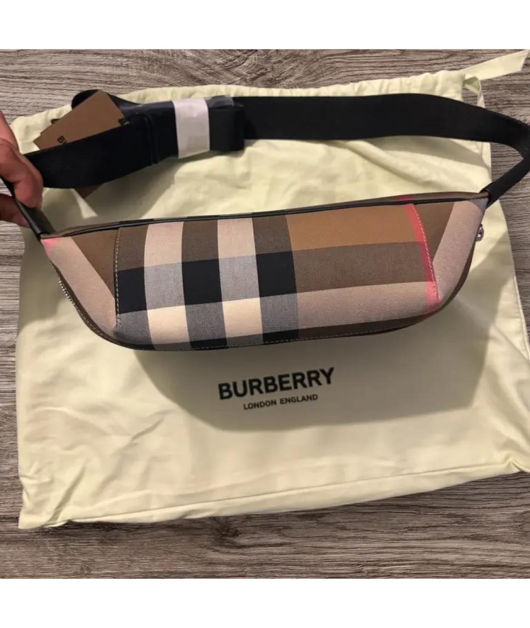 BURBERRY Коричневая тканевая барсетка, фото 3