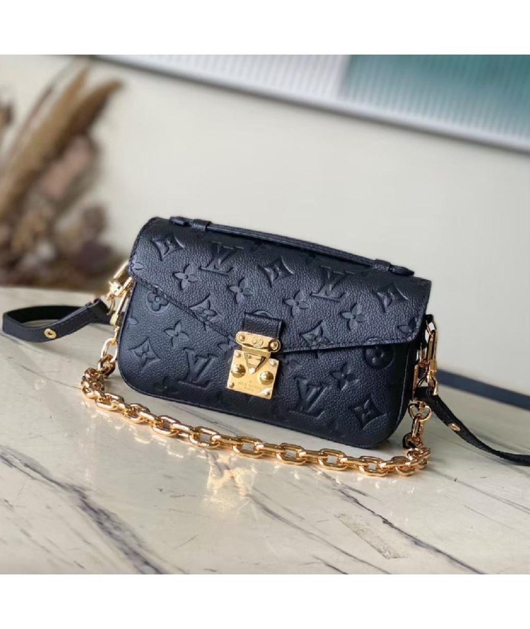 LOUIS VUITTON Черная кожаная сумка через плечо, фото 6