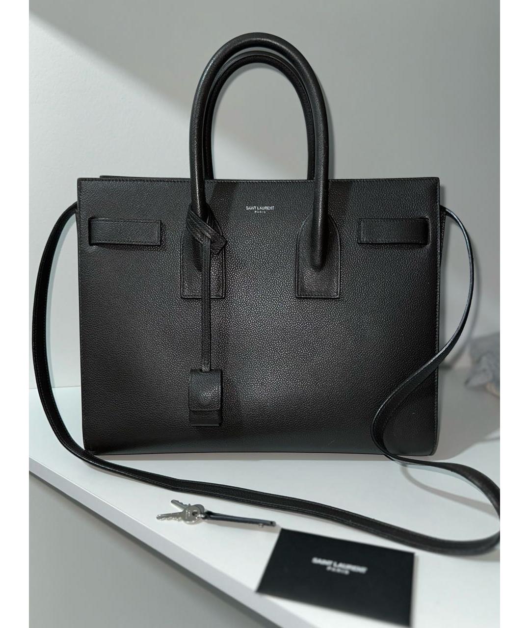 SAINT LAURENT Антрацитовая сумка тоут, фото 5