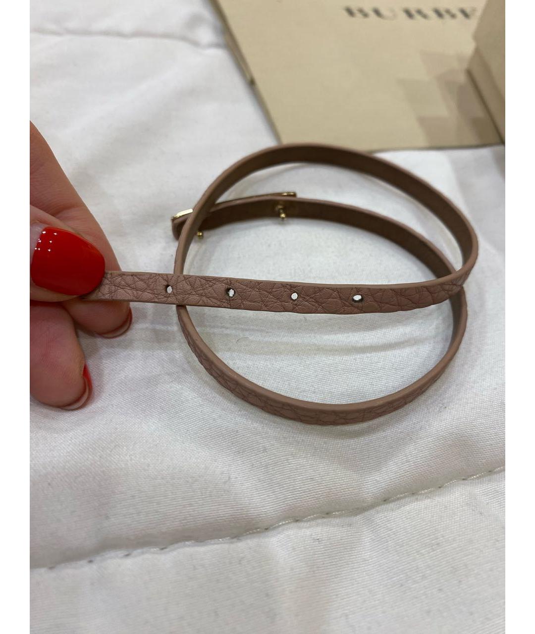 BURBERRY Бежевый кожаный браслет, фото 5