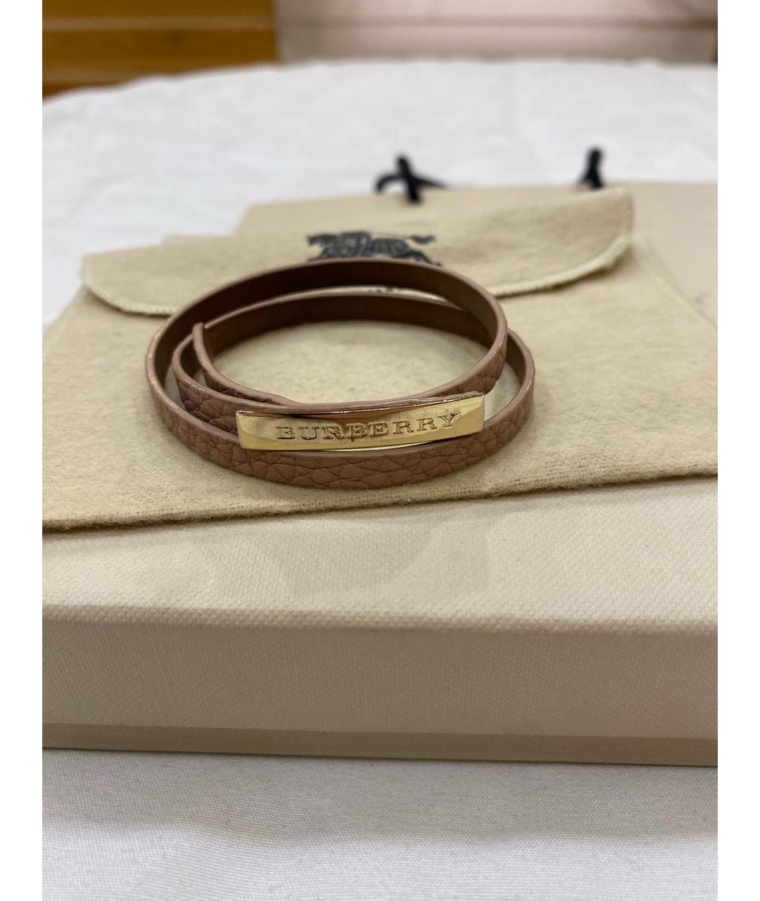 BURBERRY Бежевый кожаный браслет, фото 9