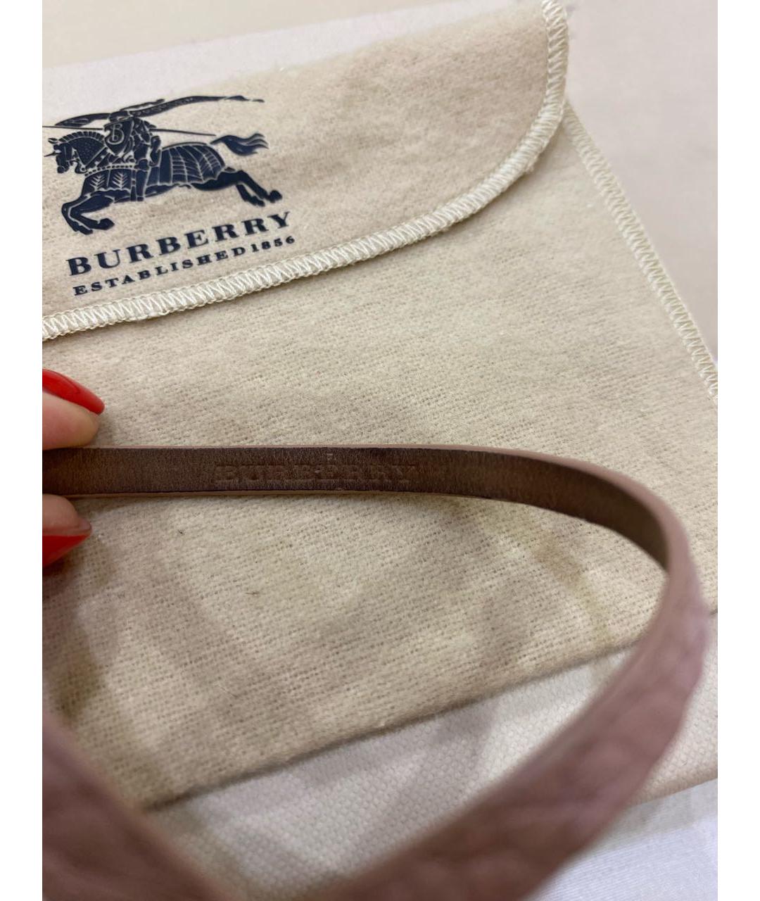BURBERRY Бежевый кожаный браслет, фото 4