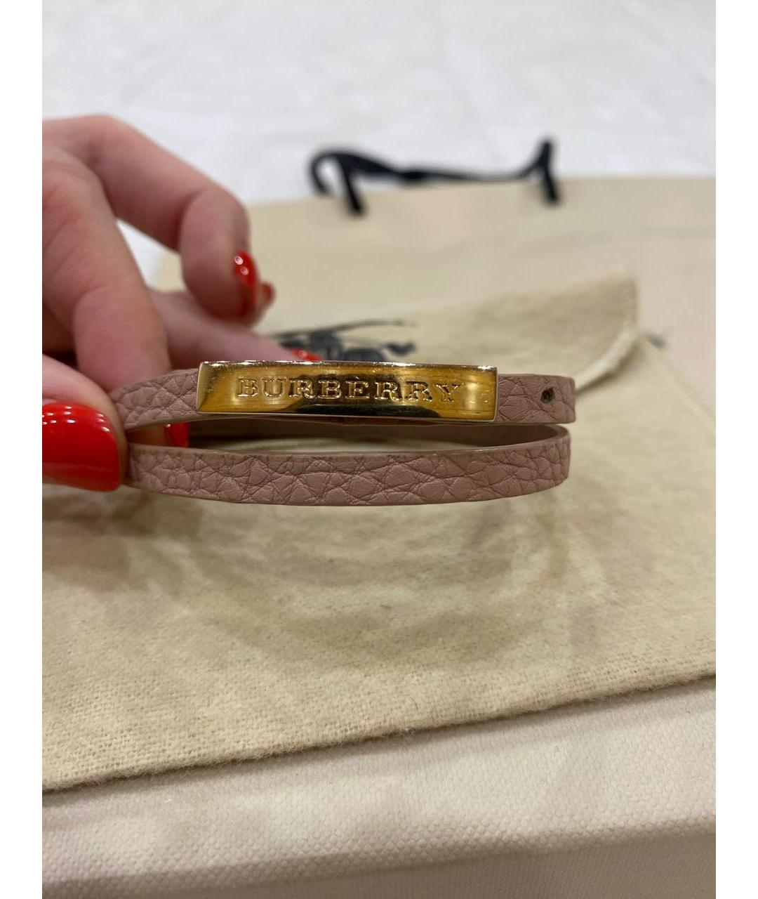 BURBERRY Бежевый кожаный браслет, фото 7
