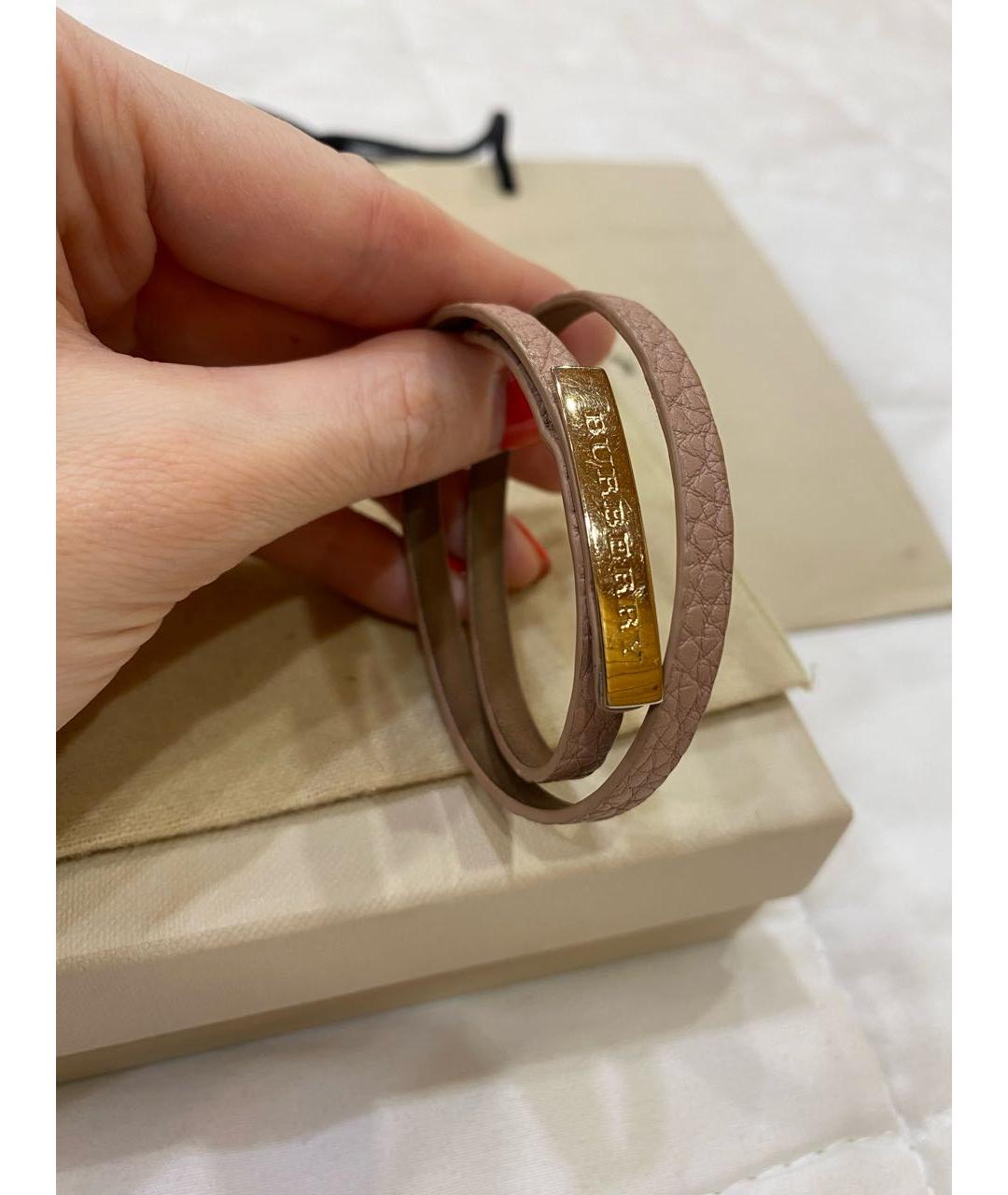 BURBERRY Бежевый кожаный браслет, фото 4