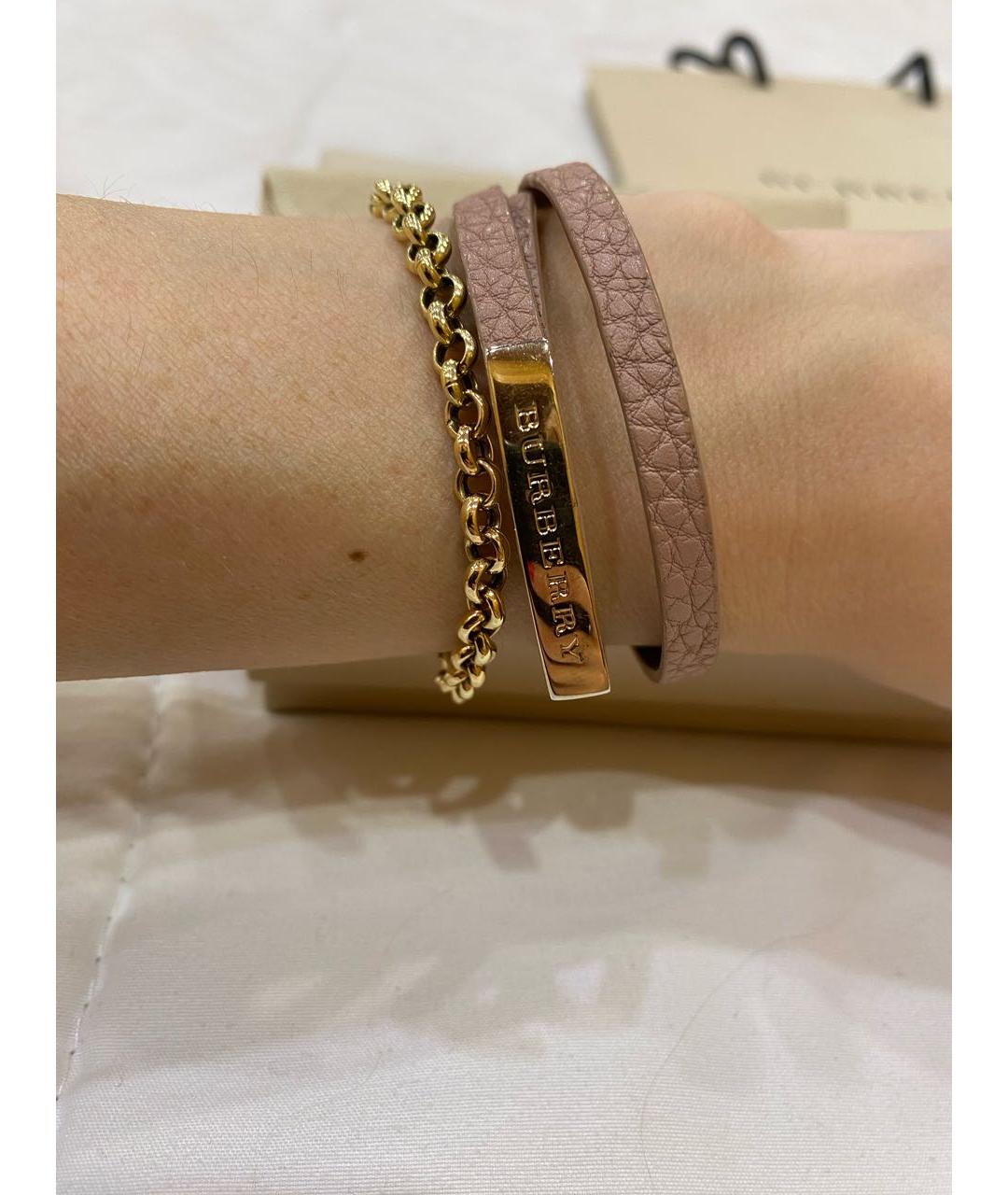 BURBERRY Бежевый кожаный браслет, фото 3