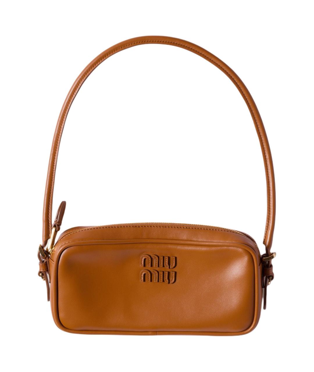 MIU MIU Коричневая кожаная сумка через плечо, фото 2