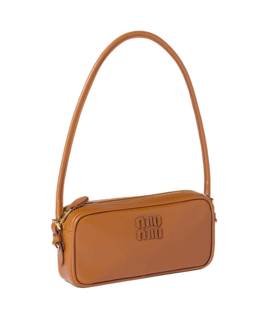 MIU MIU Коричневая кожаная сумка через плечо, фото 3