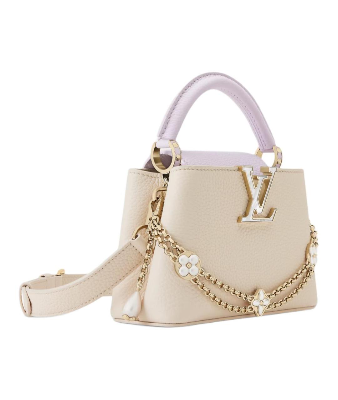 LOUIS VUITTON Белая кожаная сумка с короткими ручками, фото 2
