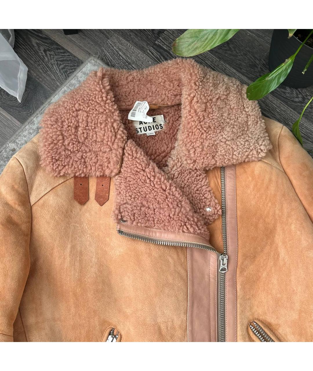 ACNE STUDIOS Бежевая кожаная дубленка, фото 3