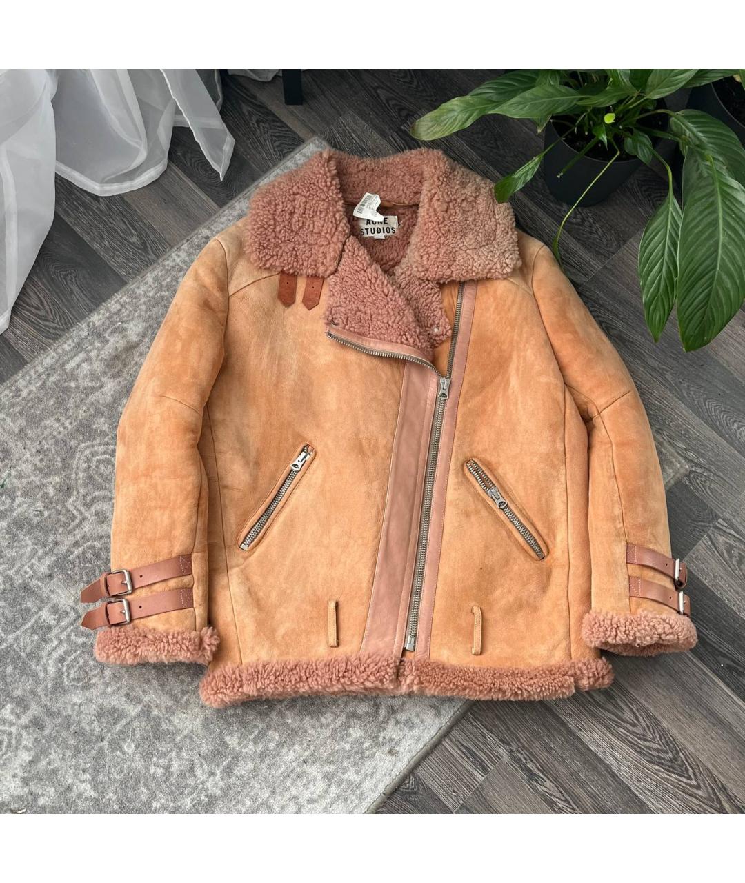 ACNE STUDIOS Бежевая кожаная дубленка, фото 8