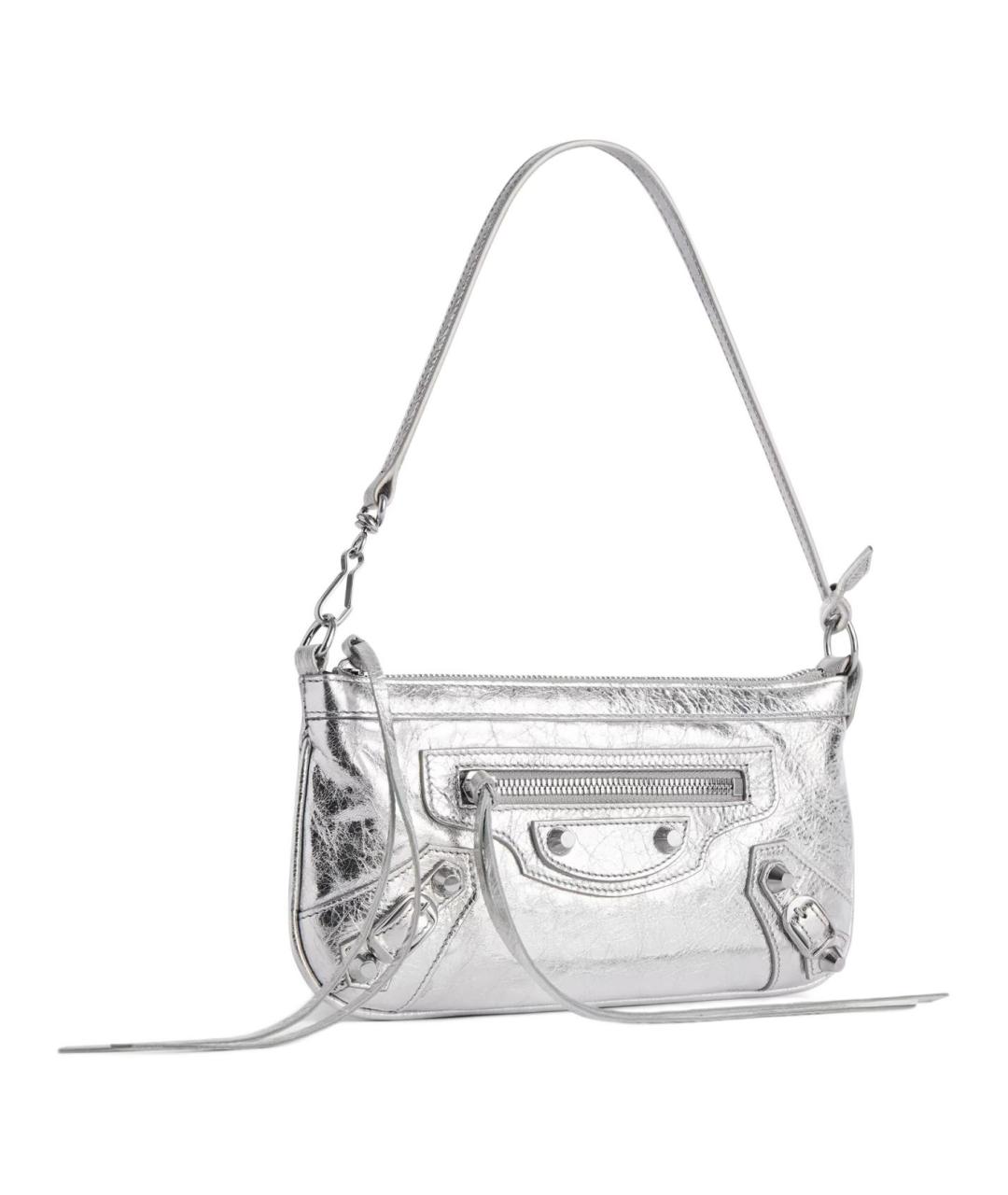 BALENCIAGA Серебряная кожаная сумка через плечо, фото 3
