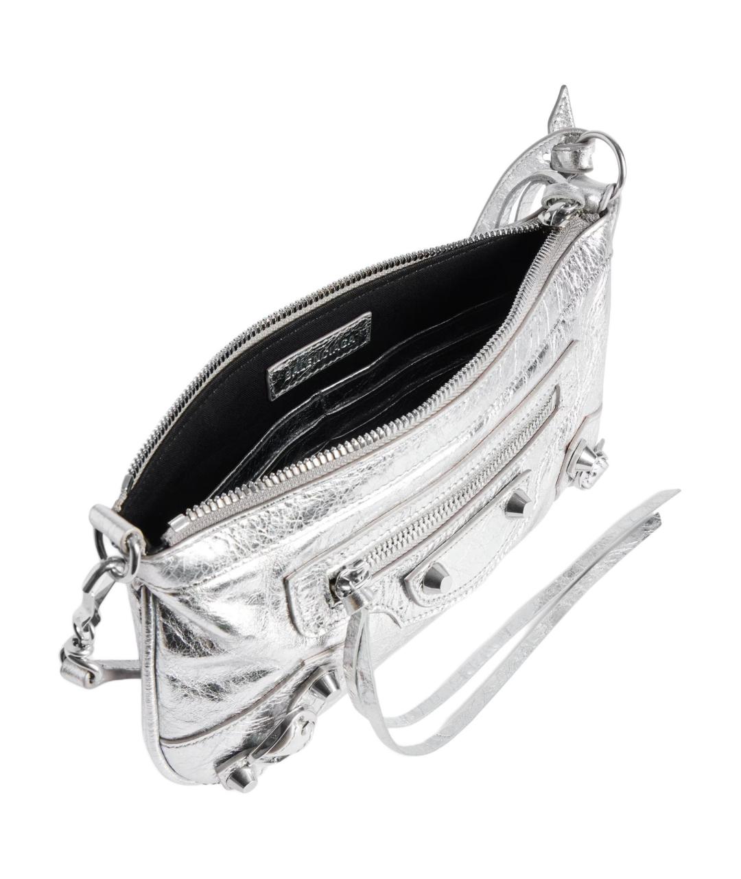 BALENCIAGA Серебряная кожаная сумка через плечо, фото 5