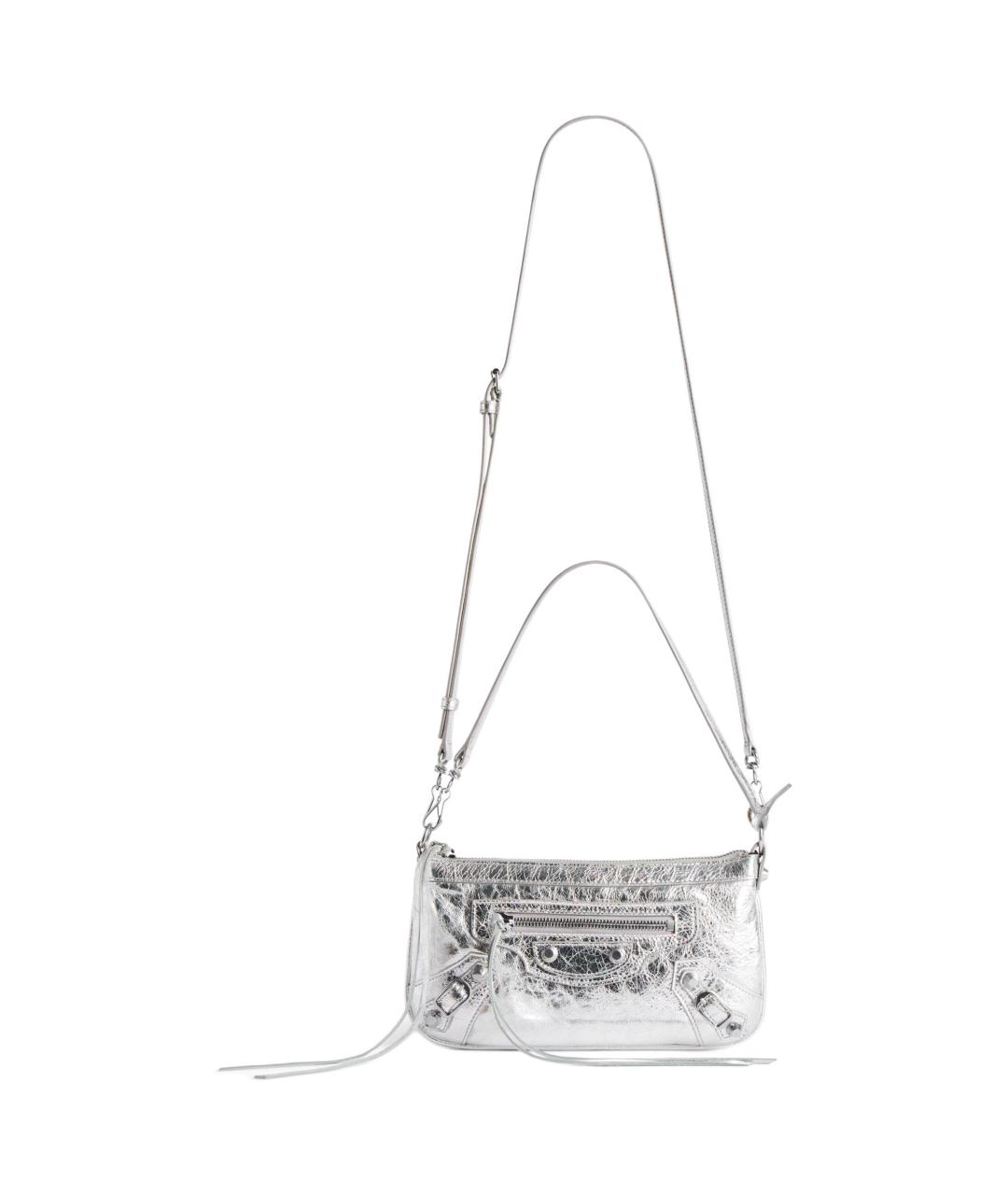 BALENCIAGA Серебряная кожаная сумка через плечо, фото 2
