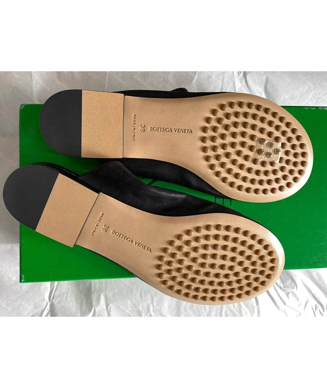 BOTTEGA VENETA Черные кожаные сабо, фото 4