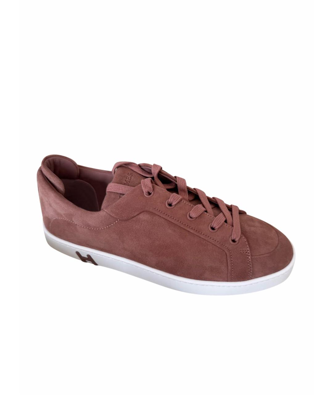 HERMES Розовые кожаные кеды, фото 1