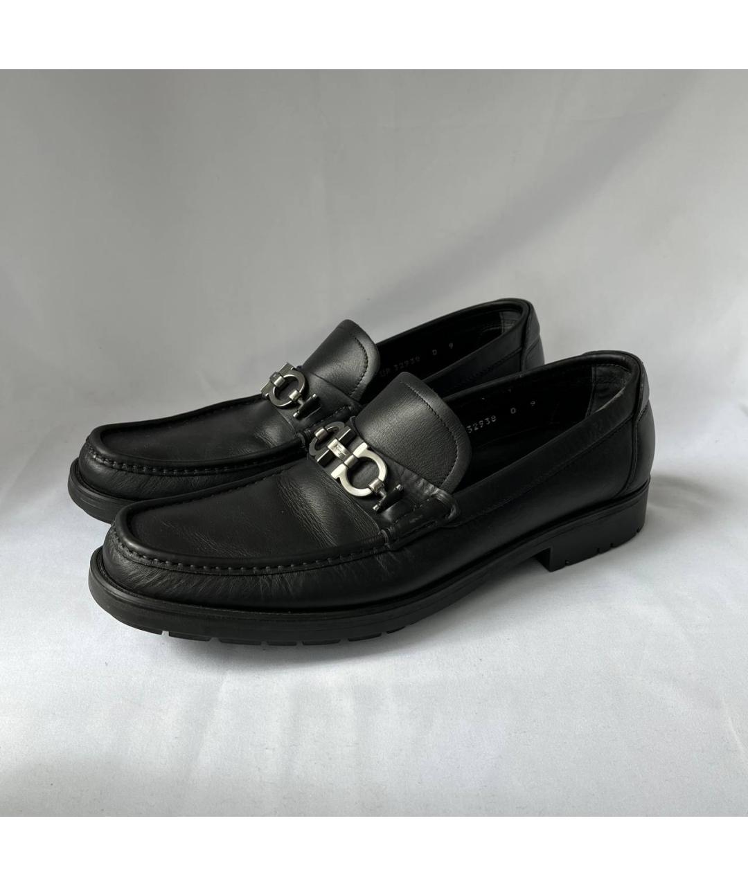 FERRAGAMO Черные кожаные лоферы, фото 3