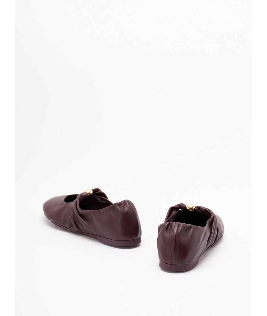 LOEWE Бордовые кожаные балетки, фото 3