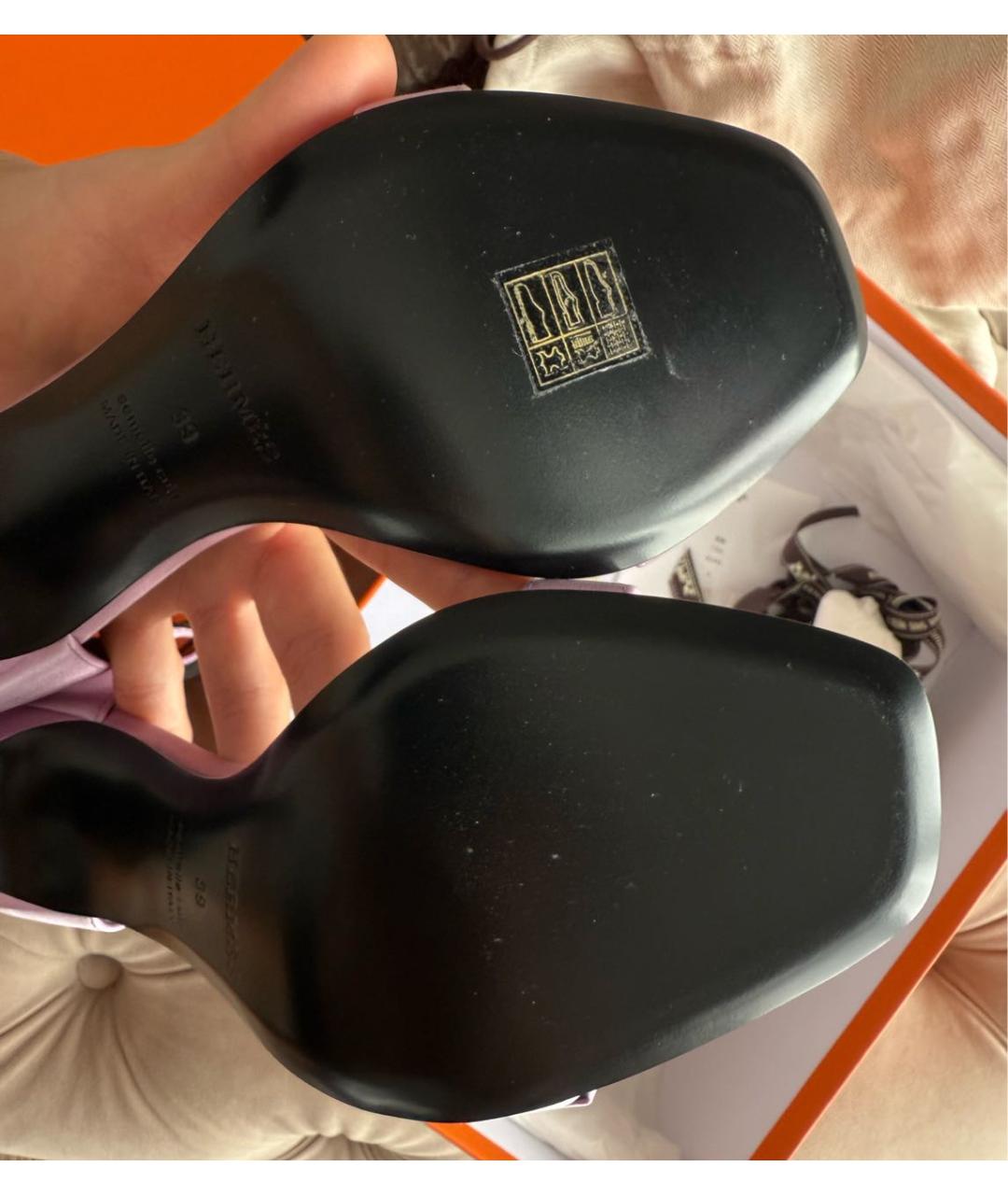 HERMES Розовые босоножки, фото 8