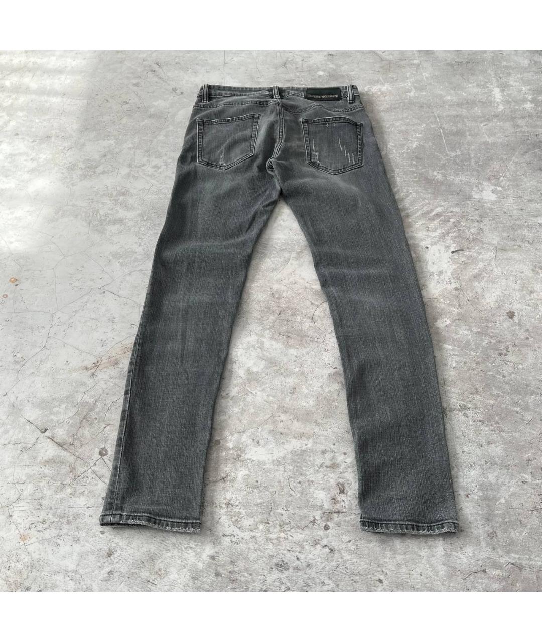 EMPORIO ARMANI Серые хлопковые прямые джинсы, фото 8