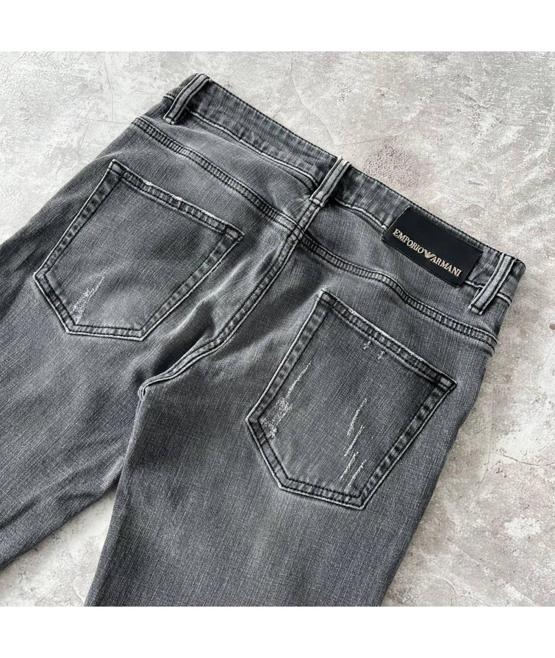 EMPORIO ARMANI Серые хлопковые прямые джинсы, фото 3