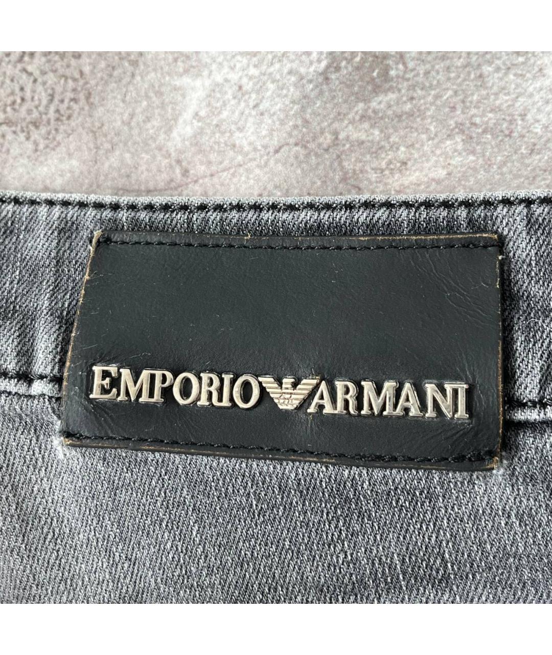 EMPORIO ARMANI Серые хлопковые прямые джинсы, фото 4