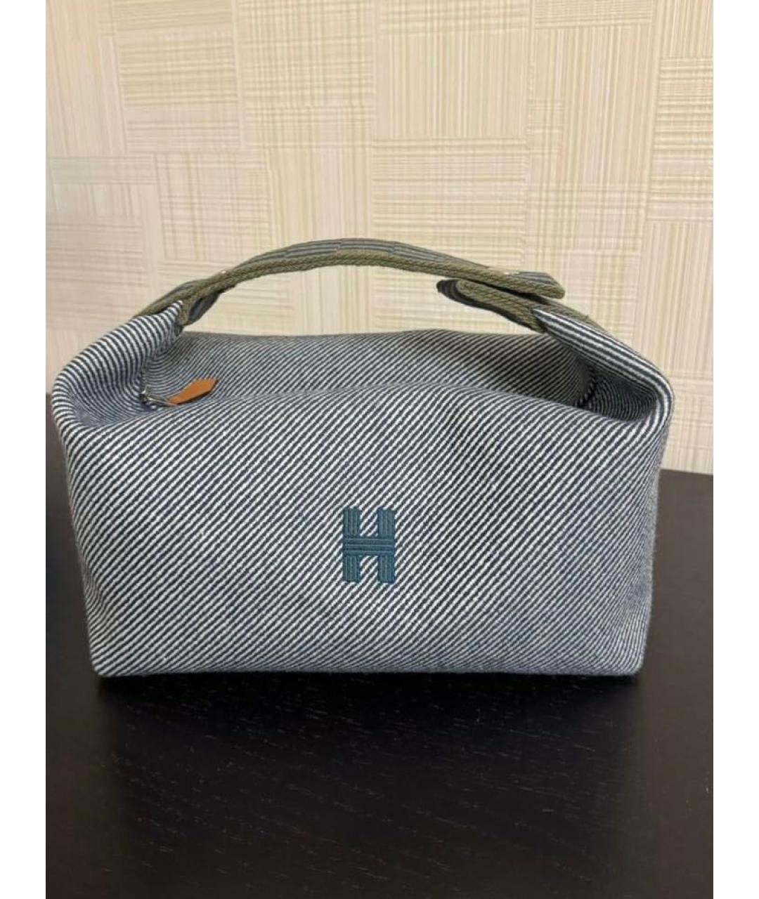 HERMES Серая тканевая косметичка, фото 4