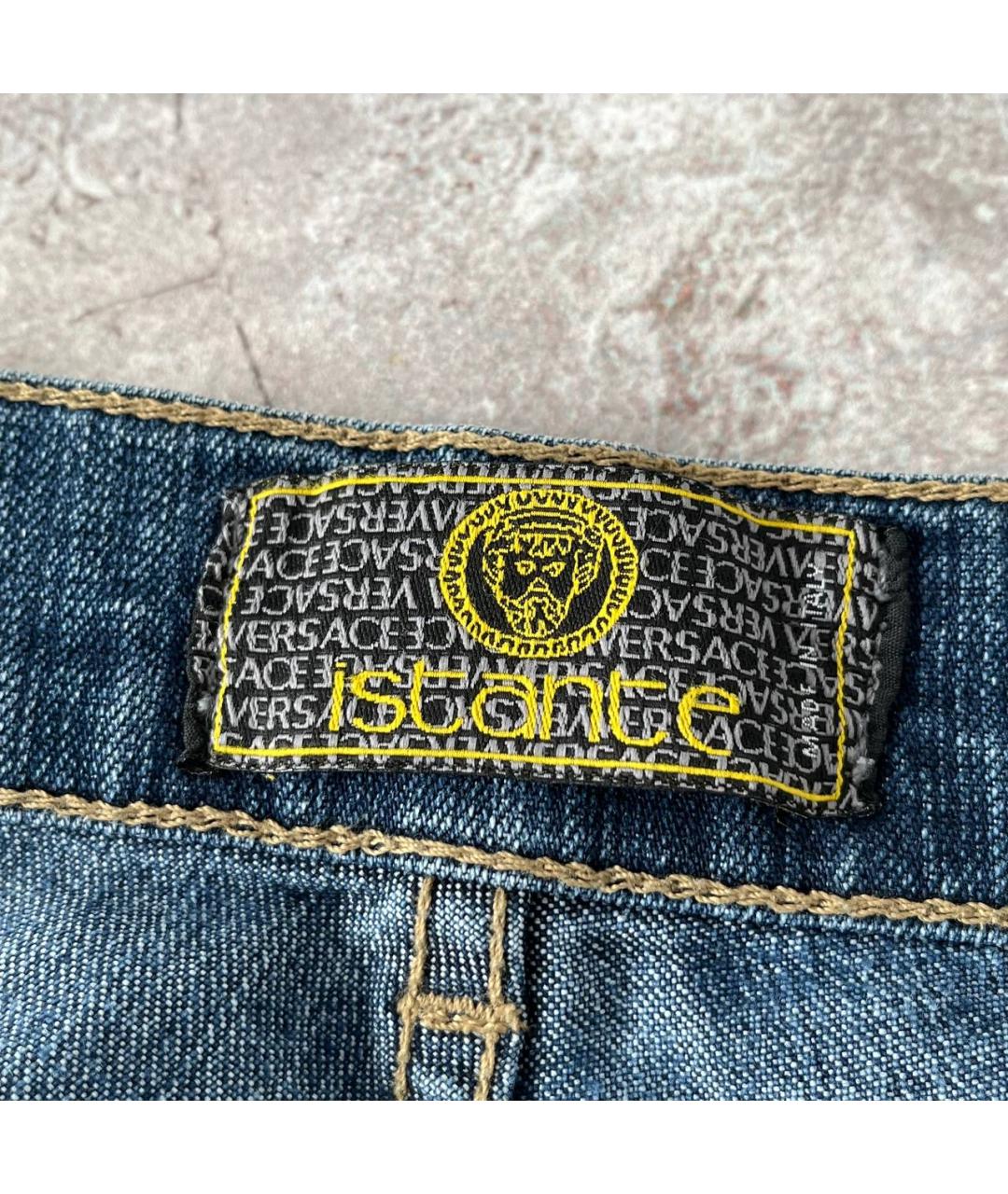 VERSACE Синие хлопковые прямые джинсы, фото 4