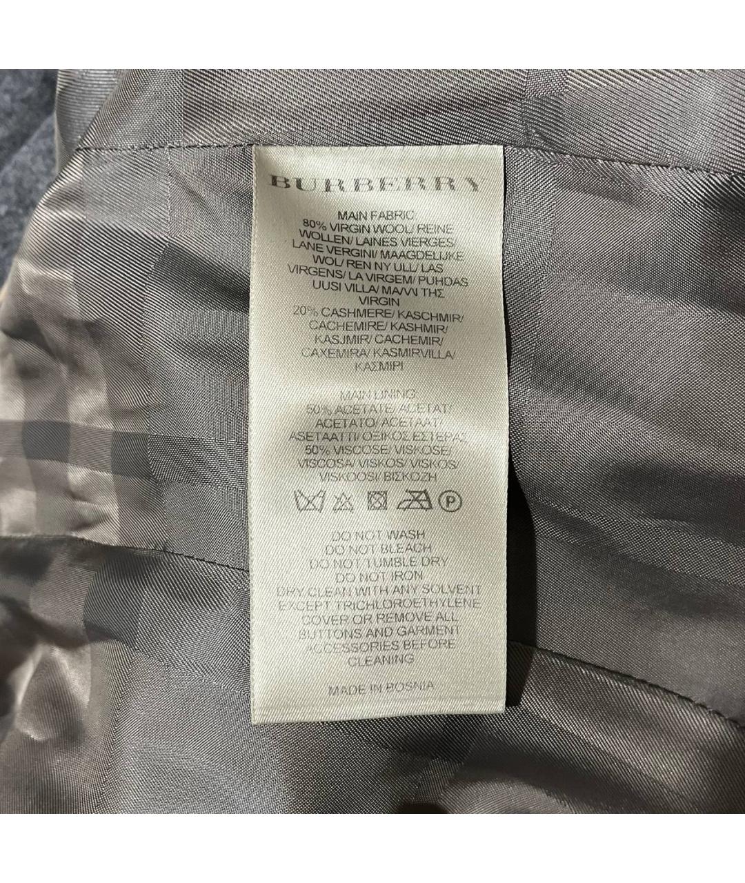 BURBERRY Серое шерстяное пальто, фото 7
