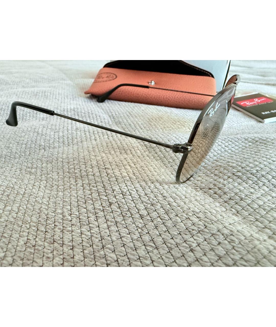 RAY BAN Коричневые металлические солнцезащитные очки, фото 3