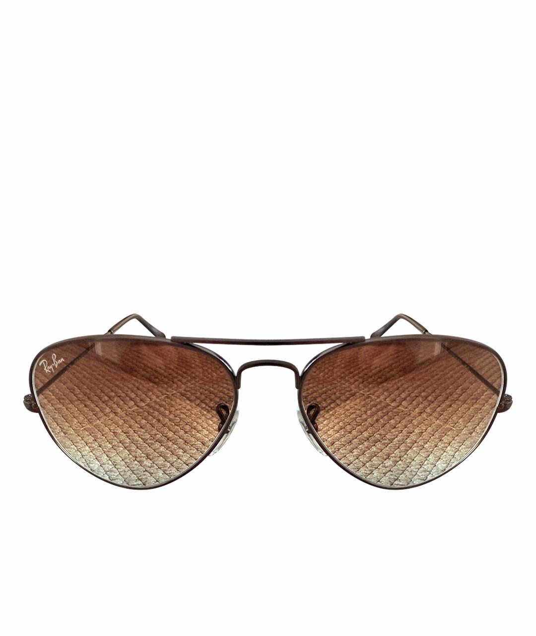 RAY BAN Коричневые металлические солнцезащитные очки, фото 1