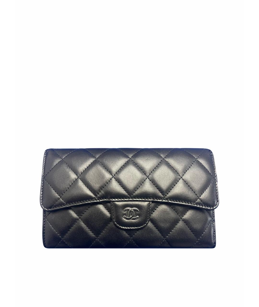 CHANEL Черный кожаный кошелек, фото 1