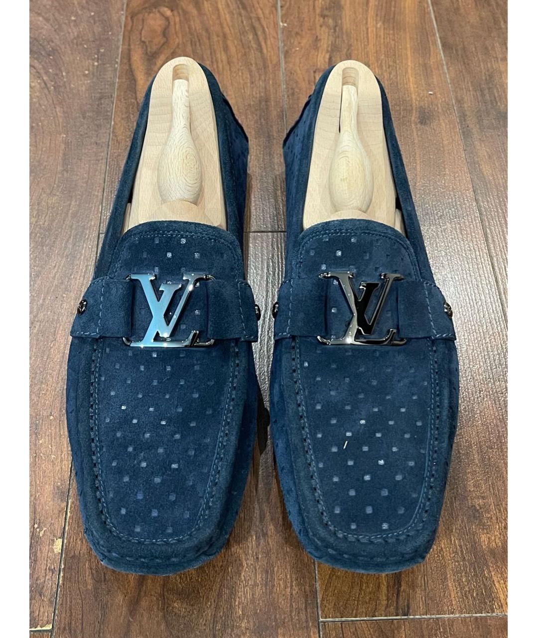 LOUIS VUITTON Синие замшевые мокасины, фото 2