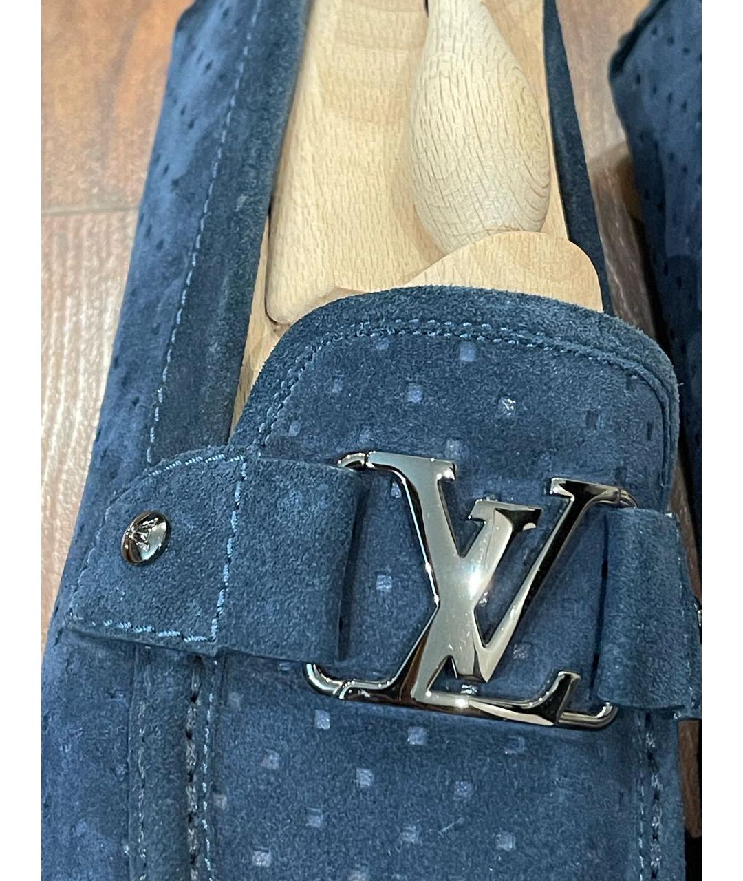LOUIS VUITTON Синие замшевые мокасины, фото 6