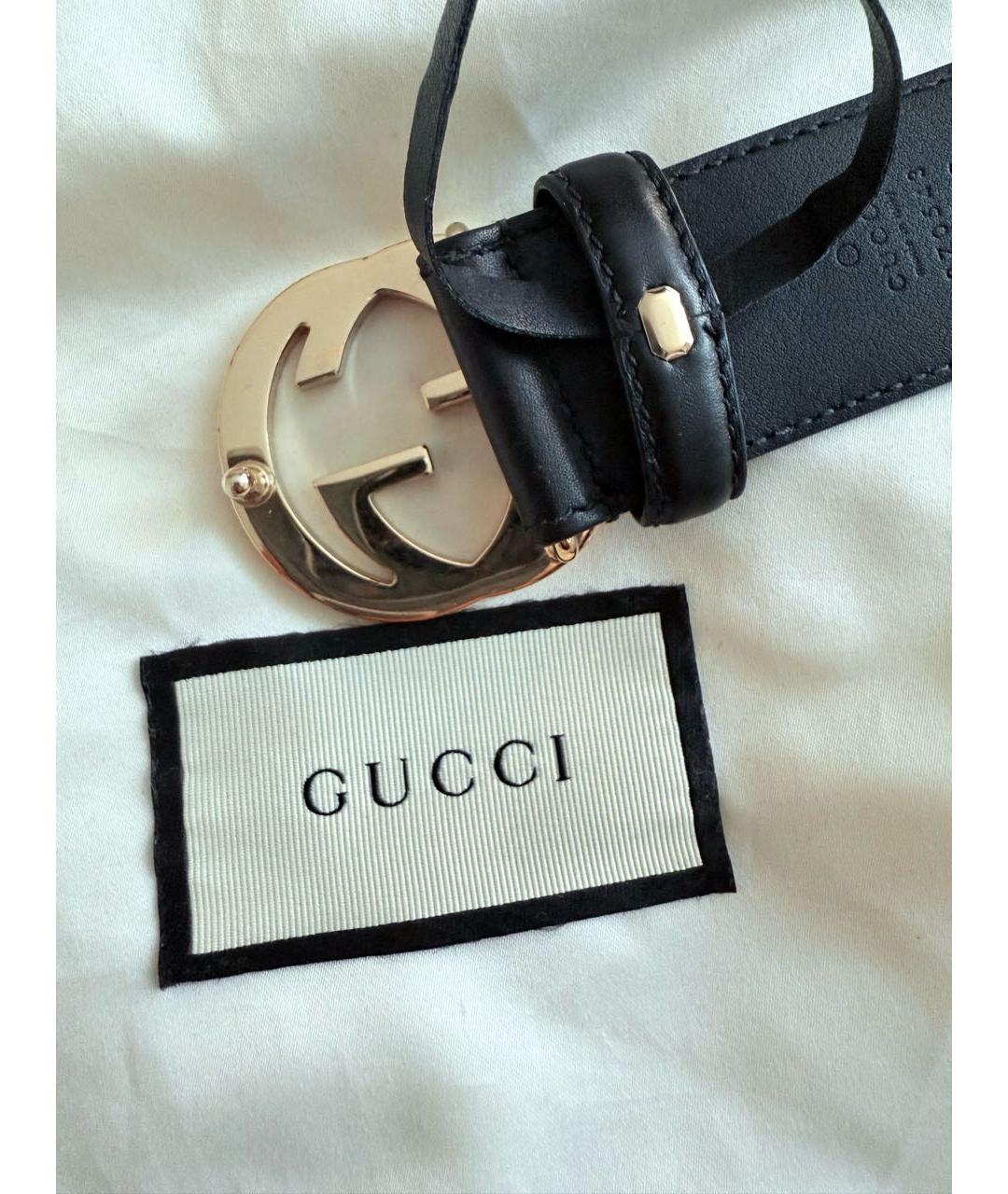 GUCCI Черный кожаный ремень, фото 2